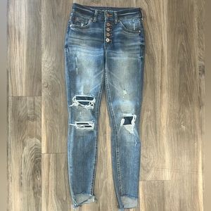 Maurices Blue Distressed Skinny Jeans